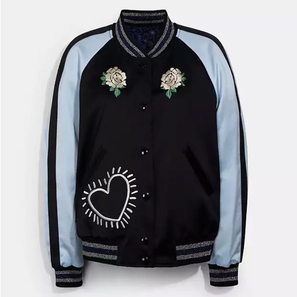 COACH X KEITH HARING Reversible Satin Collectible Bomber Jacket NWT - Picture 1 of 12